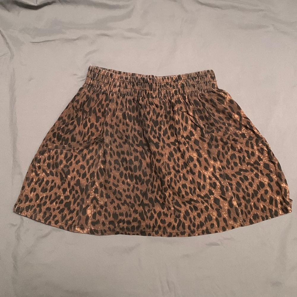 Leopard print short circle skirt